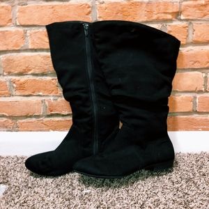 Mid Calf Black Slouchy Boots